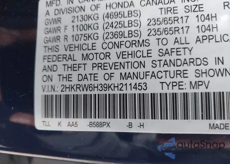 2019 Honda Cr-V Lx from USA, damaged, VIN 2HKRW6H39KH211453
